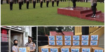 Naik Pangkat, Personel Polres Kuansing Berikan Bansos Untuk Dhuafa