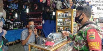 Pengunjung Pasar Tradisional Dewi Sartika Mandau dihimbau Patuhi Protokol Kesehatan