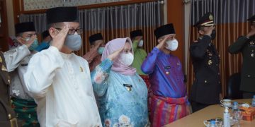 Bupati dan Wabup Bengkalis Ikuti Upacara Virtual Hari Lahir Pancasila