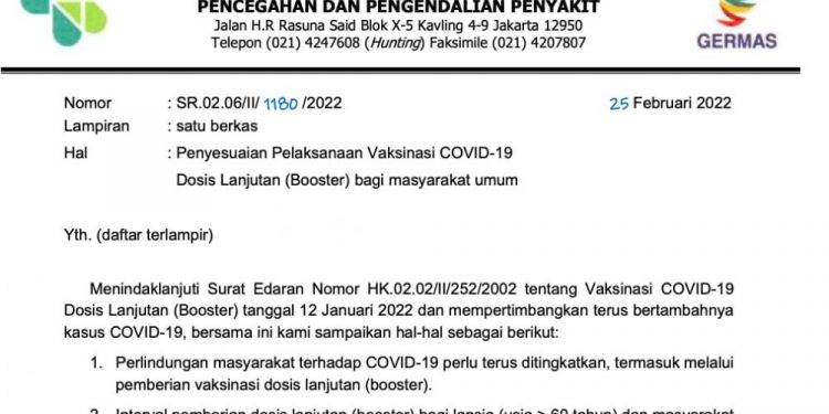 Vaksinasi Booster Dapat Dilakukan Setelah Tiga Bulan Vaksinasi Dosis Primer