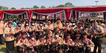 Sekda Hadiri dan Support Peserta Jamnas XI Pramuka Bengkalis di Cibubur Jakarta