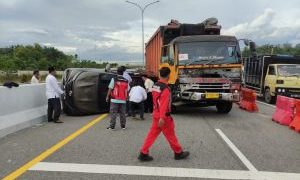 Kecelakaan di Tol Pekanbaru-Dumai, Empat Kendaraan Rusak, 1 Korban Luka Ringan