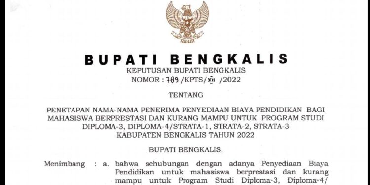 Unduh Disini, Hasil Seleksi Beasiswa Bengkalis 2022 Diumumkan