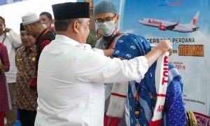 Wagubri Edy Nasution Hadiri Pelepasan Jamaah Umroh Perdana Dari Pekanbaru Menuju Madinah