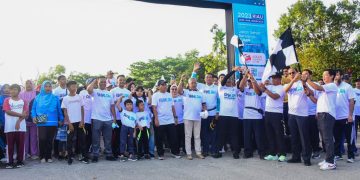 Jalan santai HUT BUMN ke 25 di Duri Bengkalis Riau