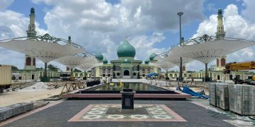 Progres Penataan Kawasan Masjid Raya Annur Provinsi Riau Segera Rampung