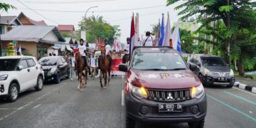 Dimulai dari Kota Pekanbaru, Pawai Kirab Pemilu 2024 Finis di Lapangan Pelajar Bangkinang