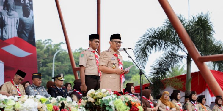 Wabup Bengkalis Pimpin Apel Peringatan Hari Pramuka ke-62 di Lapangan Tugu
