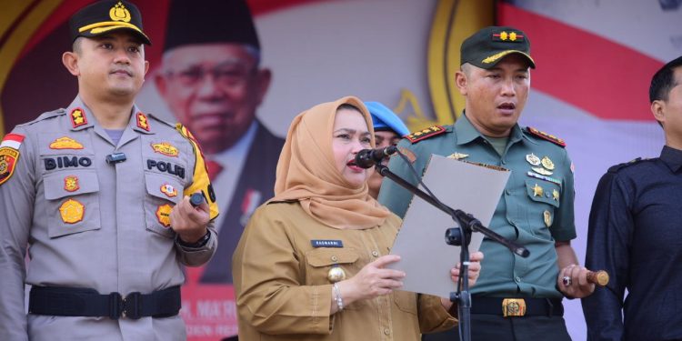 Hadiri OPS Mantap Brata Lancang kuning, Bupati Kasmarni Harap Pemilu 2024 Lancar dan Aman