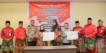 Bupati Kasmarni Tanda Tangani NPHD Pilkada 2024 Dengan KPU dan Bawaslu