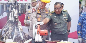 Upaya Cipta Kondisi Jelang Natal dan Tahun Baru, Polda Riau Musnahkan 1.597 Knalpot Brong