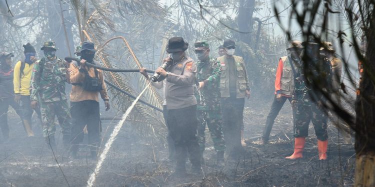 KAROOPS Polda Riau dan Asops Kodam Tuanku Tambusai Turun ke Lokasi Kebakaran, Tegaskan: Karhutla Dihentikan, Pelaku Ditindak